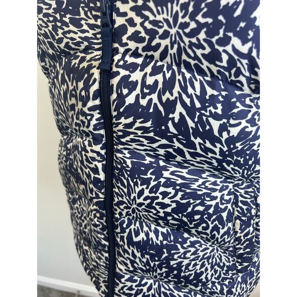 Lands End Down Feather Quilted Floral Full Zip Puffer Vest Medium - Picture 4 of 8